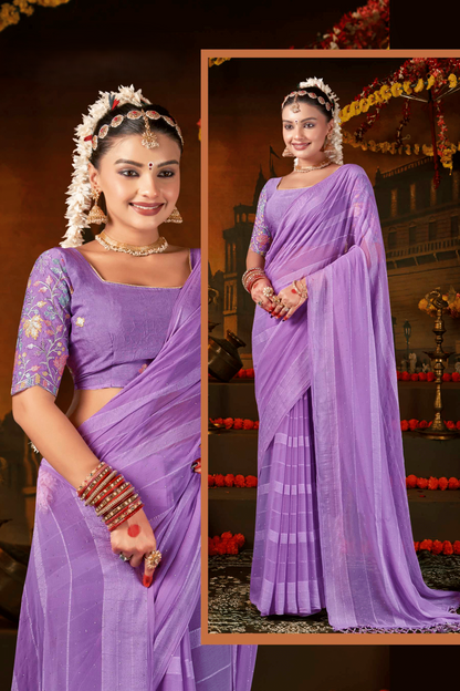 Rang Munch 2 Satin Chiffon Saree - Exquisite Detailing with a Luxurious Sheer Finish (8 Colours Available).