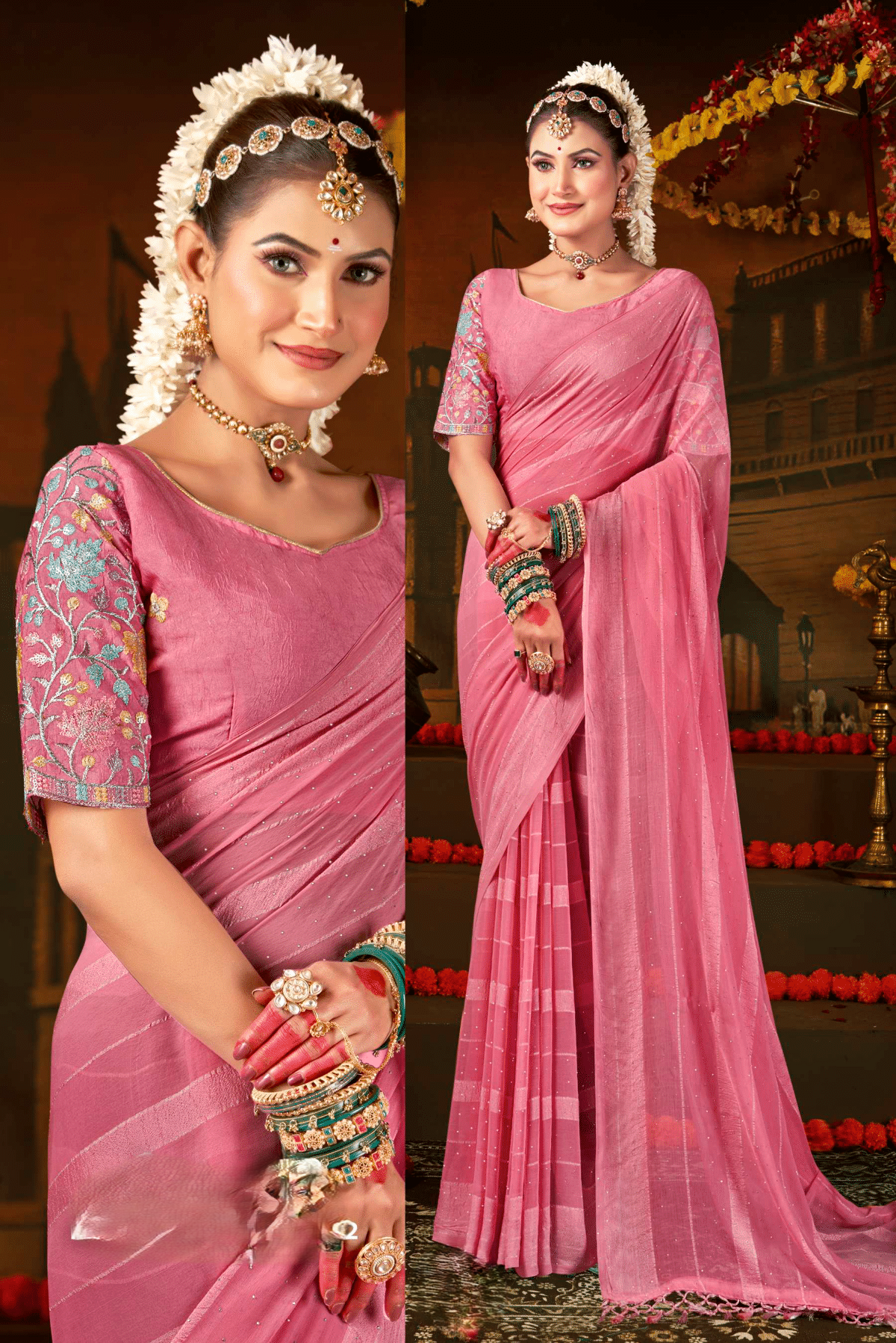 Rang Munch 2 Satin Chiffon Saree - Exquisite Detailing with a Luxurious Sheer Finish (8 Colours Available).