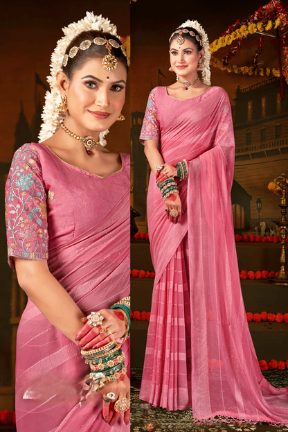 Rang Munch 2 Satin Chiffon Saree - Exquisite Detailing with a Luxurious Sheer Finish (8 Colours Available).