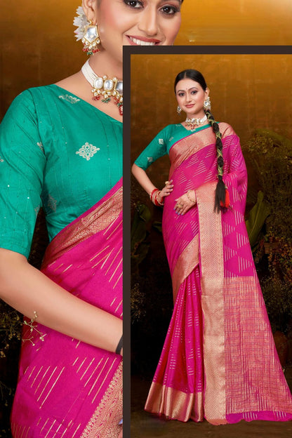 Sakshi Pattu 4 Viscose Saree with Contrast Matching (8 Colours Available).