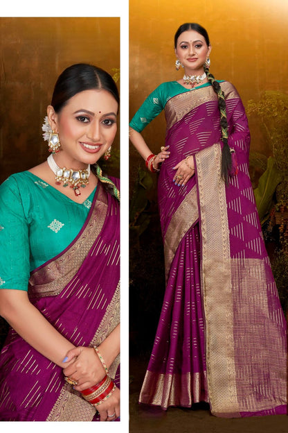 Sakshi Pattu 4 Viscose Saree with Contrast Matching (8 Colours Available).