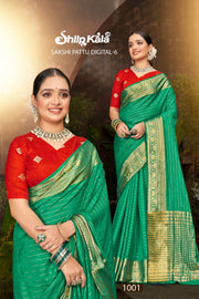 Sakshi Pattu 6 Viscose Saree with Contrast Matching (8 Colours Available)