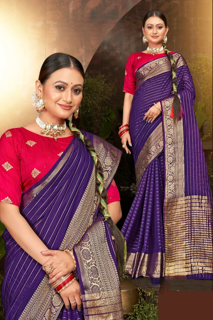 Sakshi Pattu 6 Viscose Saree with Contrast Matching (8 Colours Available).