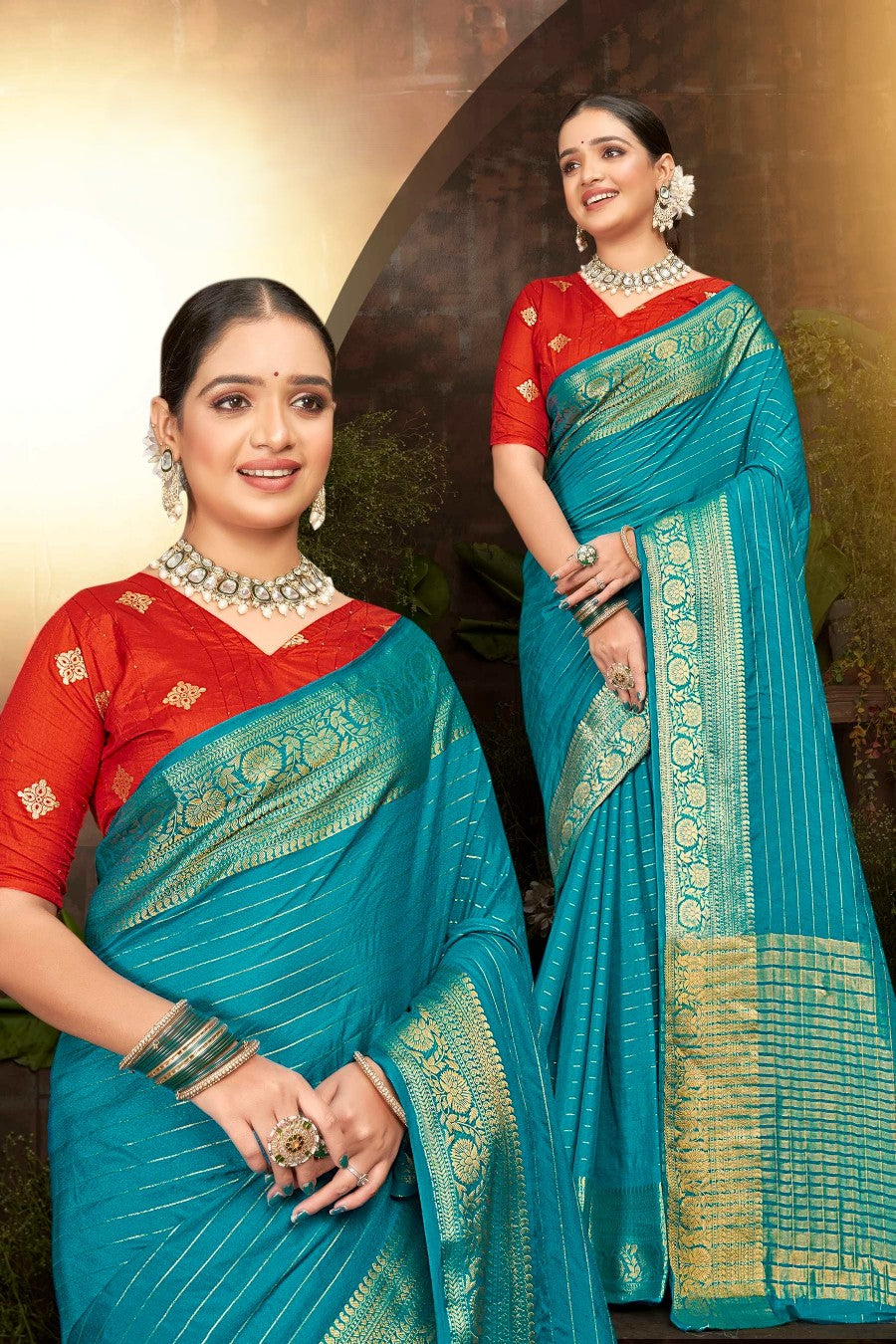 Sakshi Pattu 6 Viscose Saree with Contrast Matching (8 Colours Available).