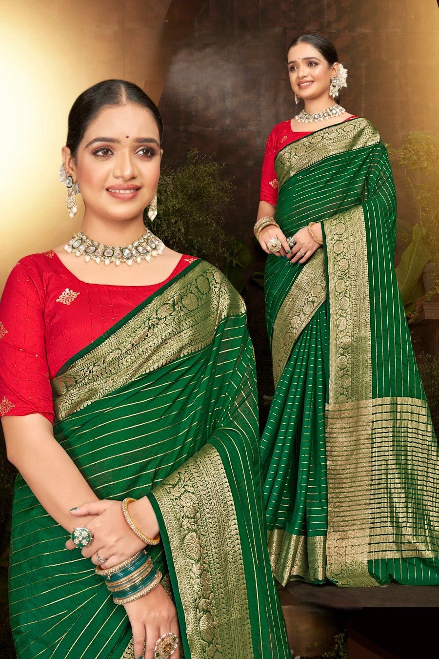 Sakshi Pattu 6 Viscose Saree with Contrast Matching (8 Colours Available).