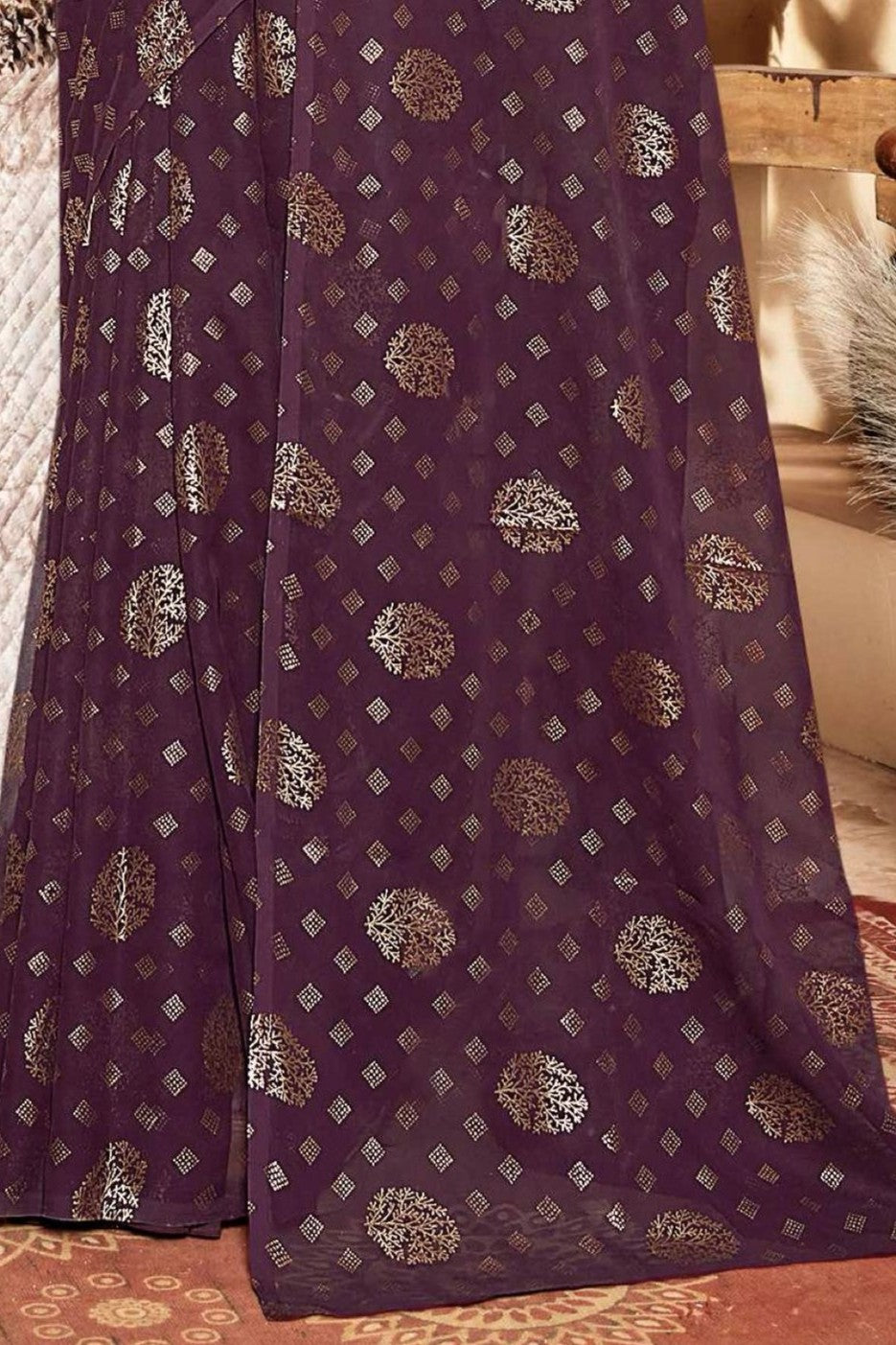 Rajnandini Dark Multicolor Moss Chiffon Saree with Net Blouse (8 Colours Available).