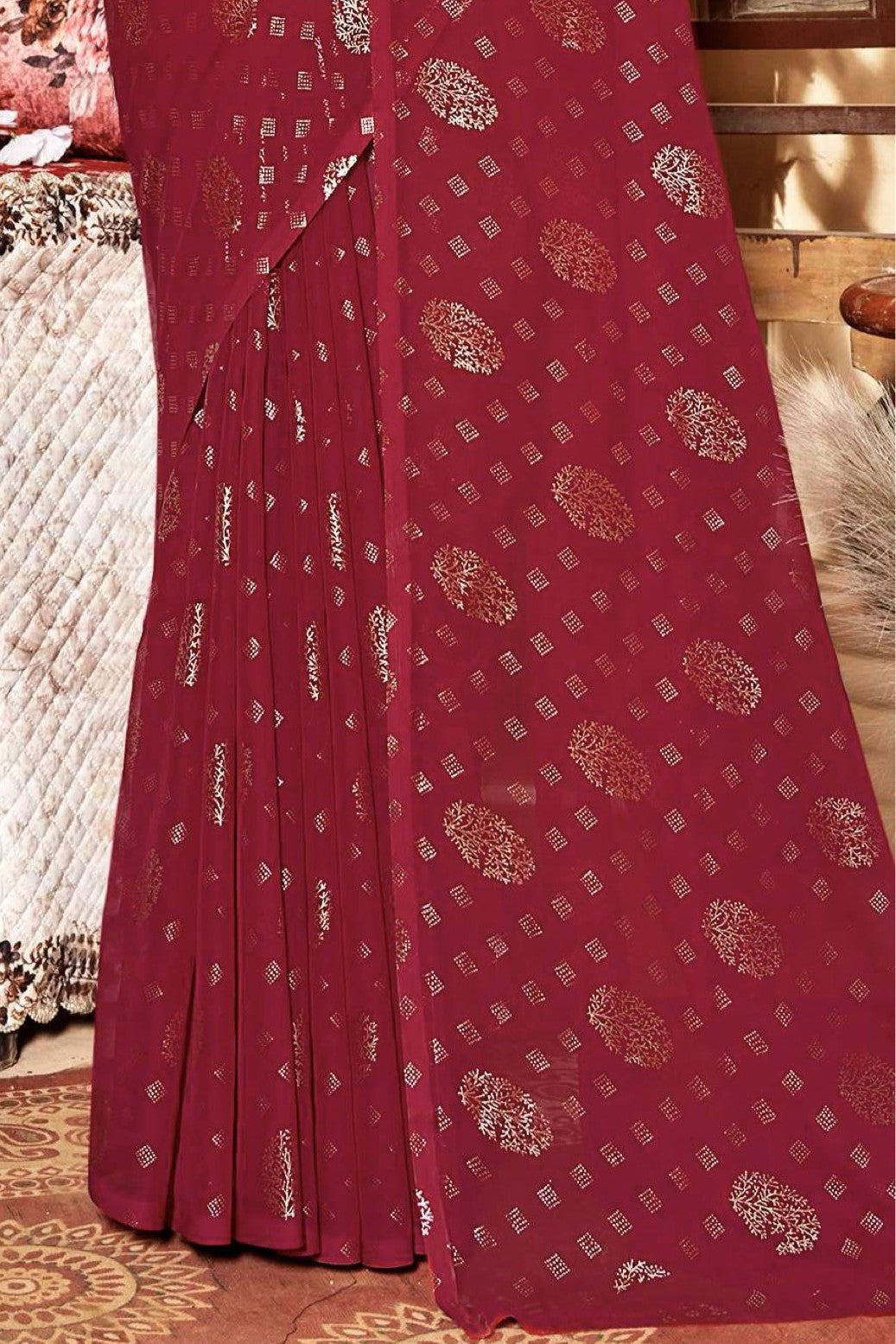 Rajnandini Dark Multicolor Moss Chiffon Saree with Net Blouse (8 Colours Available).