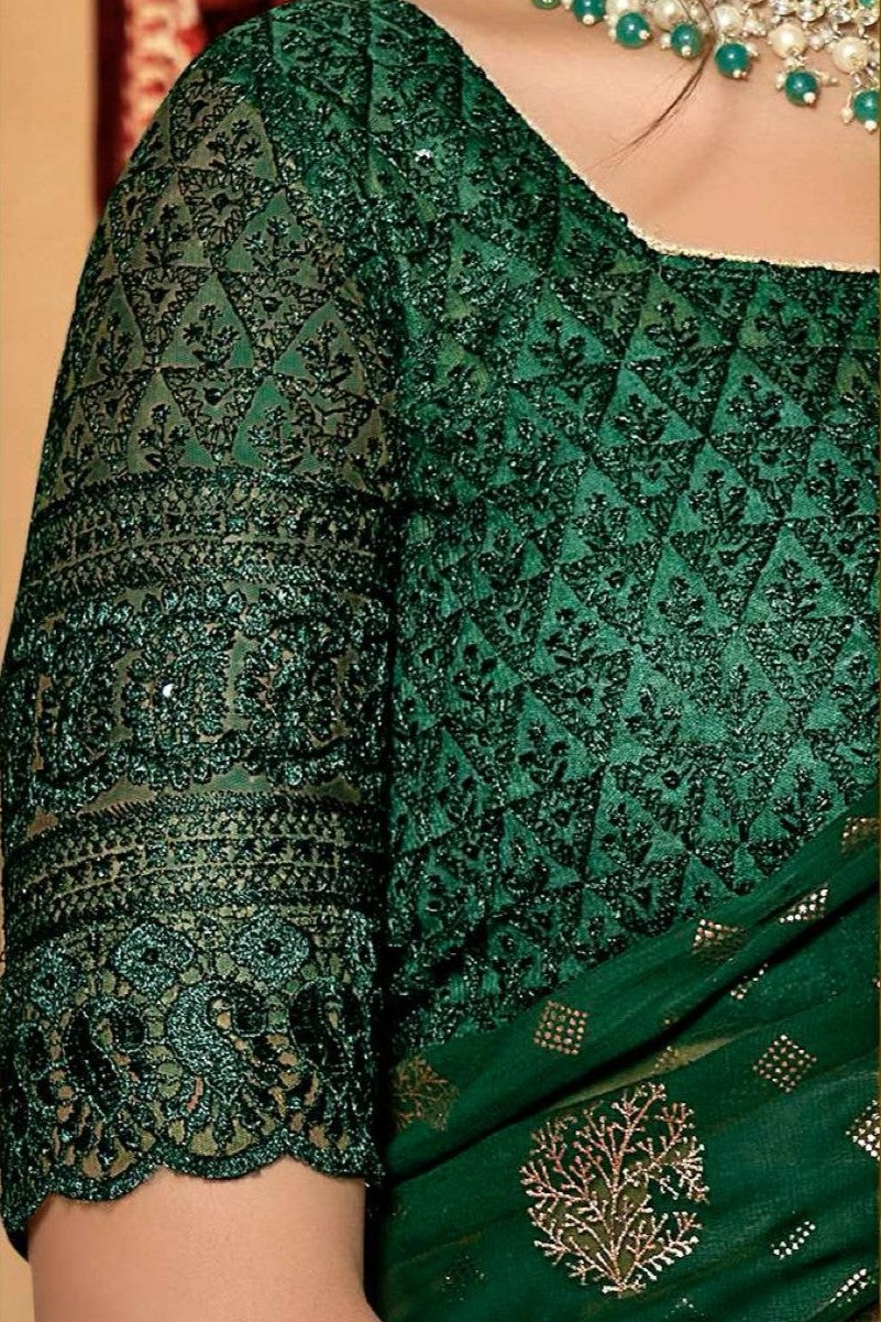 Rajnandini Dark Multicolor Moss Chiffon Saree with Net Blouse (8 Colours Available).