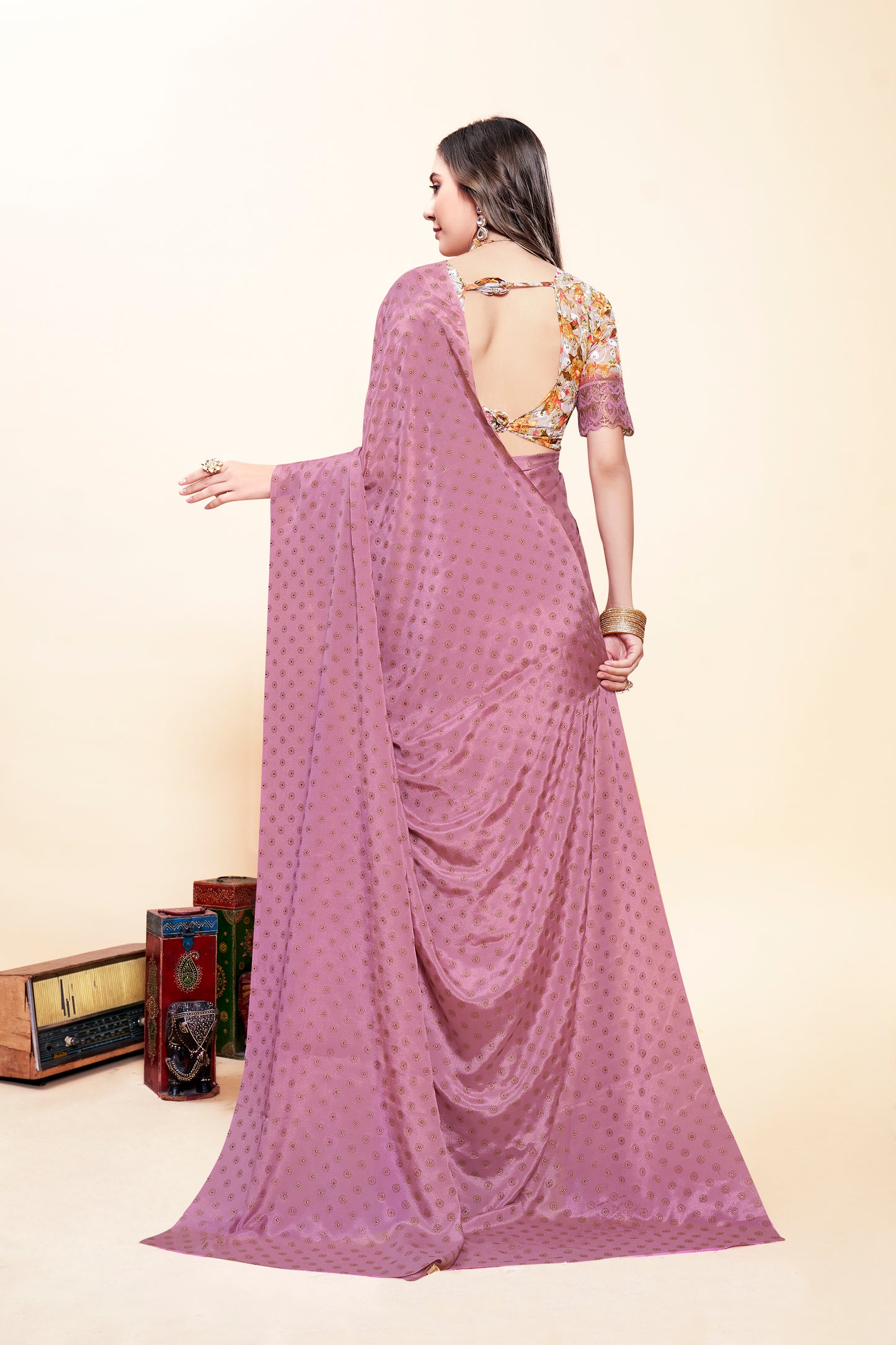 Vande Bharat Chiffon Saree with Digital Printed Blouse and Best Selling Saree Design. (8 Colours Available).