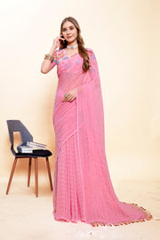 Sagarika Pink Coloured Fancy Fabric Saree with Digital Shifli Tone to Tone Blouse