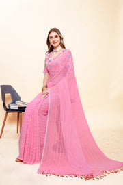 Sagarika Pink Coloured Fancy Fabric Saree with Digital Shifli Tone to Tone Blouse