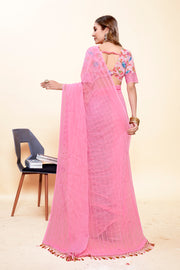 Sagarika Pink Coloured Fancy Fabric Saree with Digital Shifli Tone to Tone Blouse