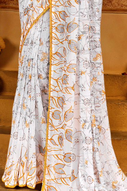 Show Time  Georgette Saree With Contrast Matching Chanderi Blouse (8 Colours Available).