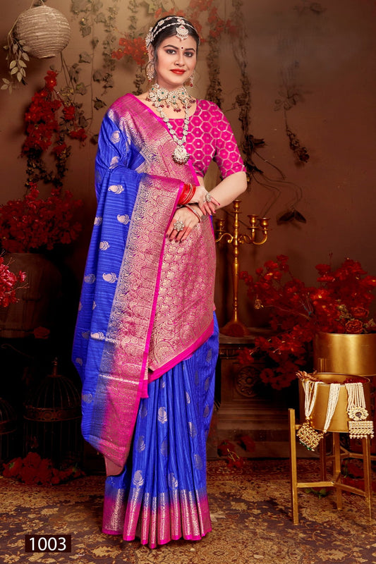 Saloni Silk Pattu Multicolour Jacquard Saree With Runnig Blouse 8 (8 Colours Available).