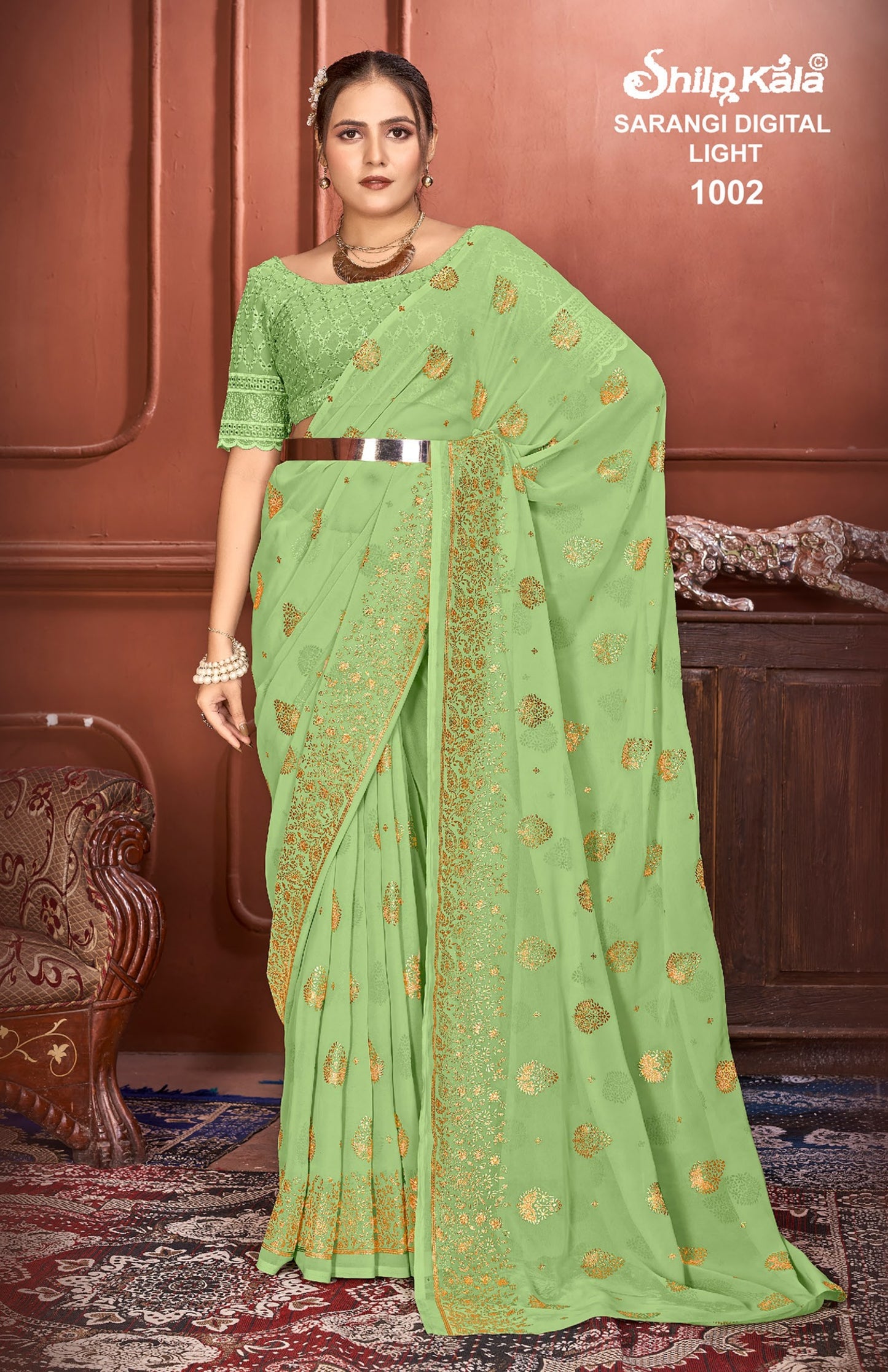 Sarangi Light Multicolour Chiffon Saree with Chanderi Cotton Blouse (8 Colours).