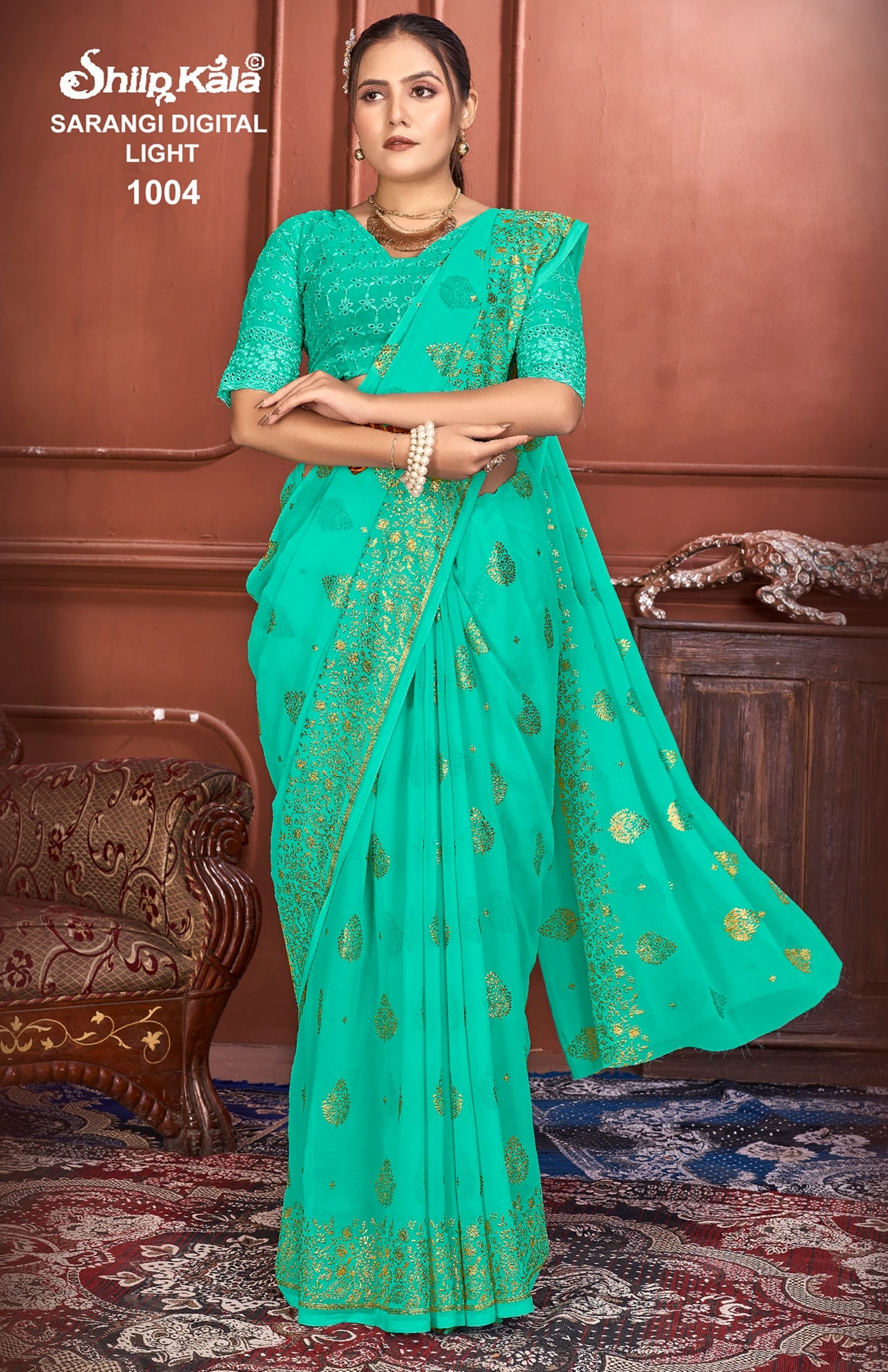 Sarangi Light Multicolour Chiffon Saree with Chanderi Cotton Blouse (8 Colours).