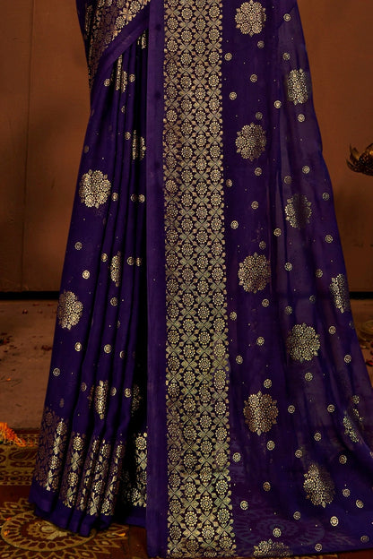 Satyaki  Georgette Saree with Foil Print (8 Colours Available).