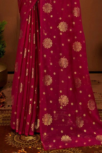 Satyaki  Georgette Saree with Foil Print (8 Colours Available).