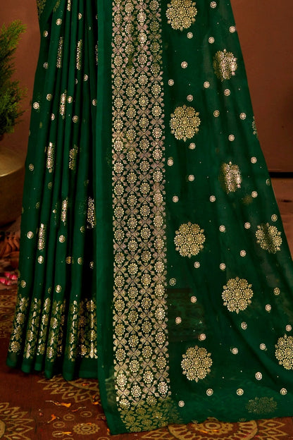 Satyaki  Georgette Saree with Foil Print (8 Colours Available).