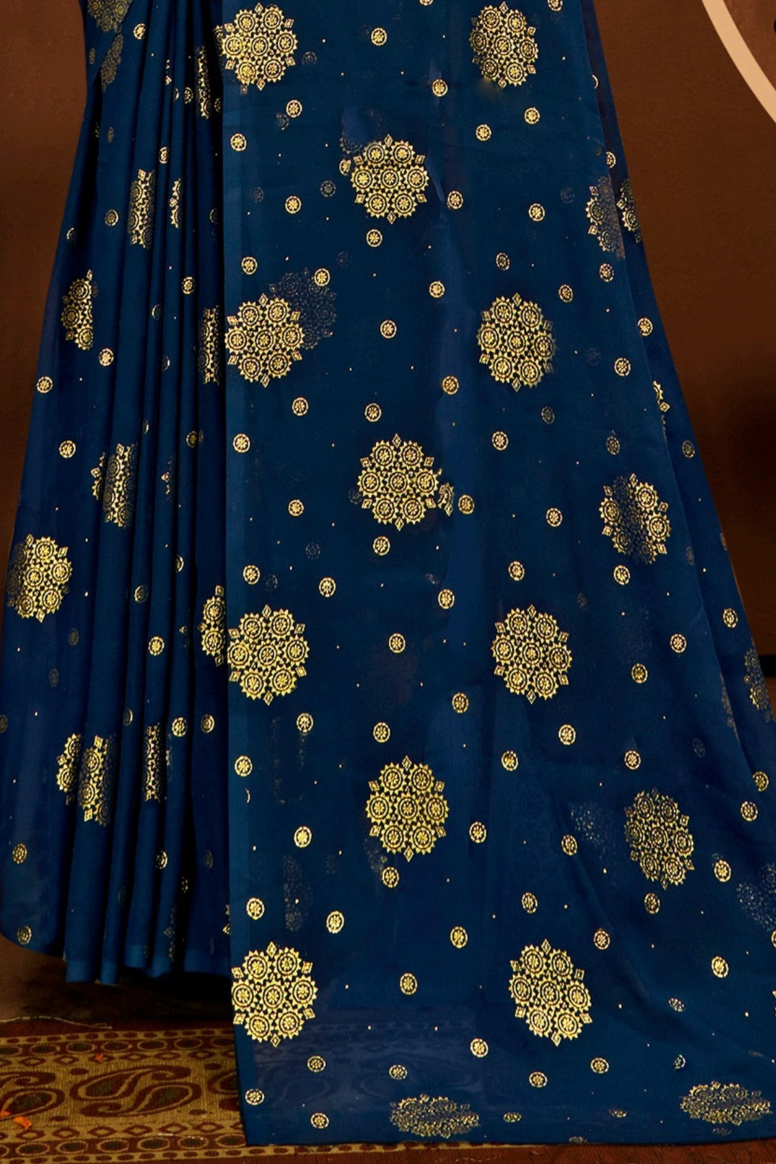 Satyaki  Georgette Saree with Foil Print (8 Colours Available).