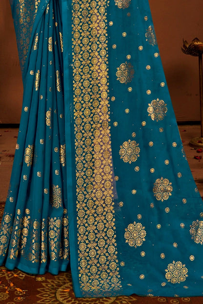 Satyaki  Georgette Saree with Foil Print (8 Colours Available).