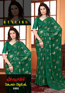 Sawan Multicolor Fancy Georgette Saree with Net Blouse (8 Colours Available).