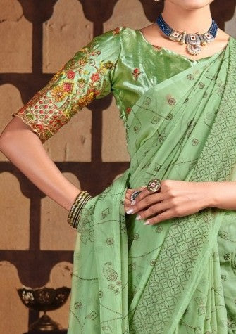 Semi Final Multicolor Fancy Fabric Saree with Work Blouse (8 Colours Available).