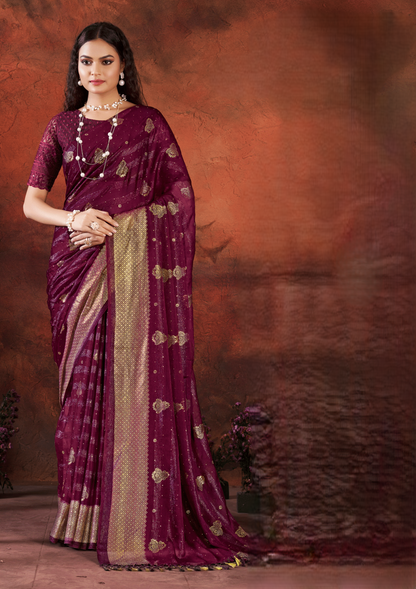 Shubhnamastu Multicolor Jari Patta Saree with Elegant Design (8 Colours Available).