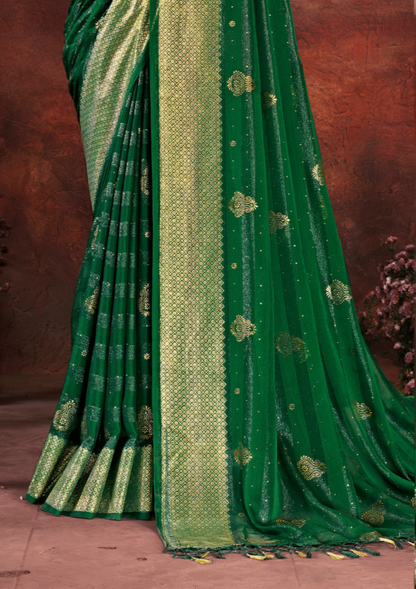 Shubhnamastu Multicolor Jari Patta Saree with Elegant Design (8 Colours Available).