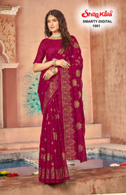 Smarty Multicolour Georgette Saree with Tone to Tone Matching Blouse (8 Colours Available)