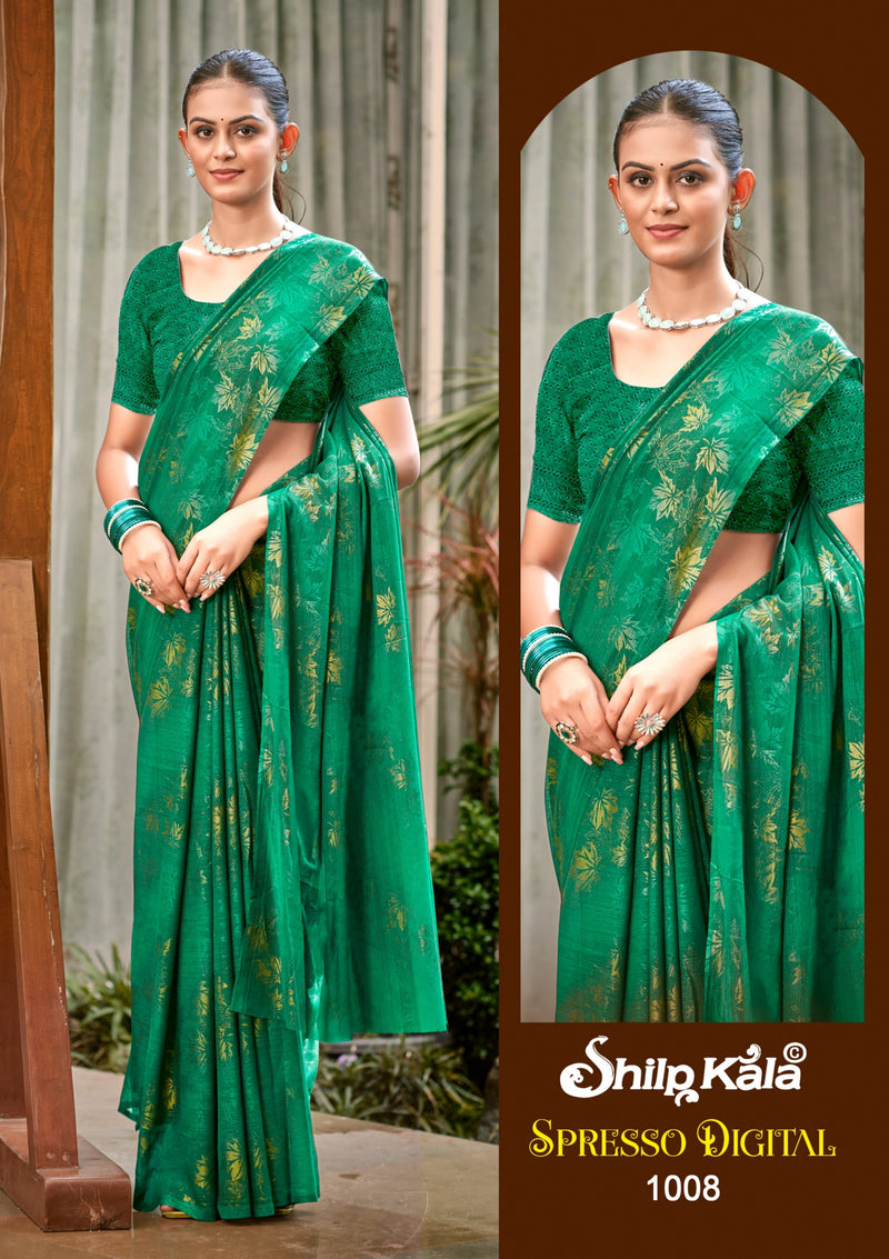 Spresso Multicolour Georgette Saree with Cotton Blouse (8 Colours).