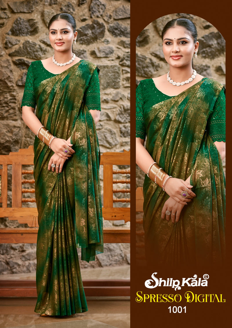 Spresso Multicolour Georgette Saree with Cotton Blouse (8 Colours).