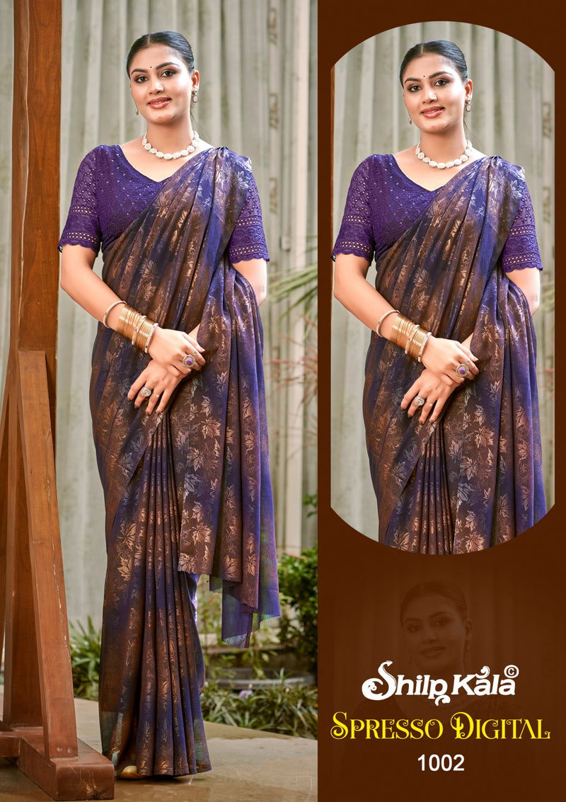 Spresso Multicolour Georgette Saree with Cotton Blouse (8 Colours).