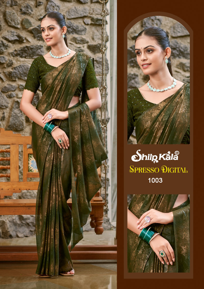 Spresso Multicolour Georgette Saree with Cotton Blouse (8 Colours).