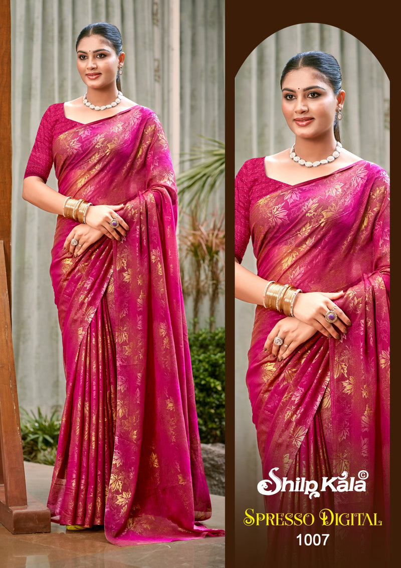 Spresso Multicolour Georgette Saree with Cotton Blouse (8 Colours).