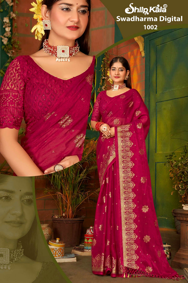 Swadharma Chiffon Saree with Net Blouse