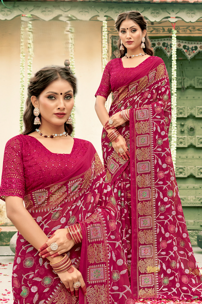 Swiggy 1 Georgette Saree – Smooth, Lightweight Fabric with a Chic, Modern Design (8 Colours Available)