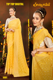 Tip Top Shilpkala Fashions Multicolour Saree with White Chanderi Blouse (8 Colours Available).