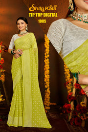 Tip Top Shilpkala Fashions Multicolour Saree with White Chanderi Blouse (8 Colours Available).