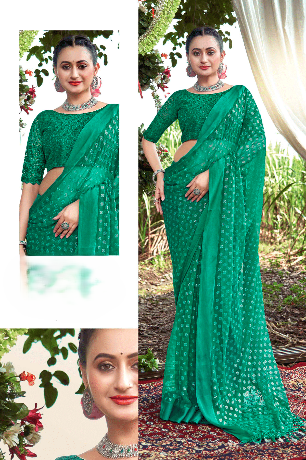 Titan Satin Chiffon Patta Saree with Net Blouse and Best Selling Saree Design