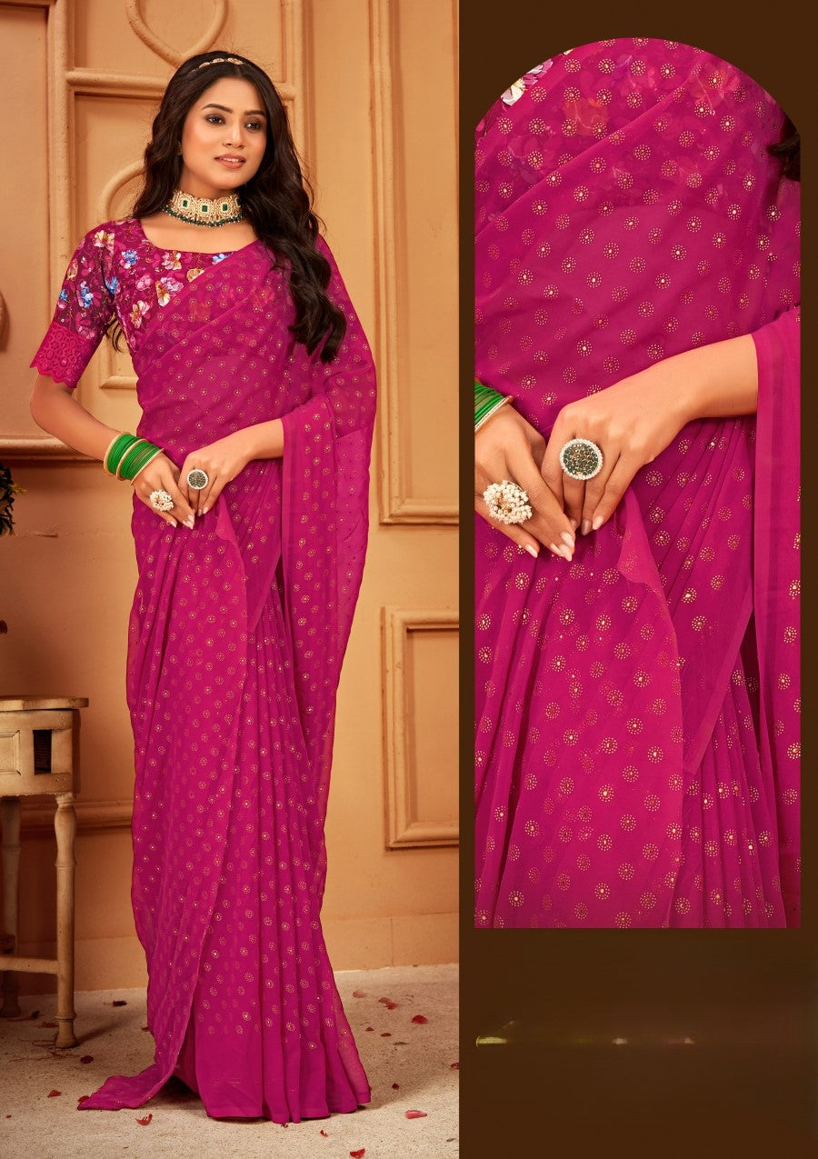 Vande Bharat Dark Multicolor Saree with Digital Printed Blouse and Best Selling Saree Design (8 Colours Available).