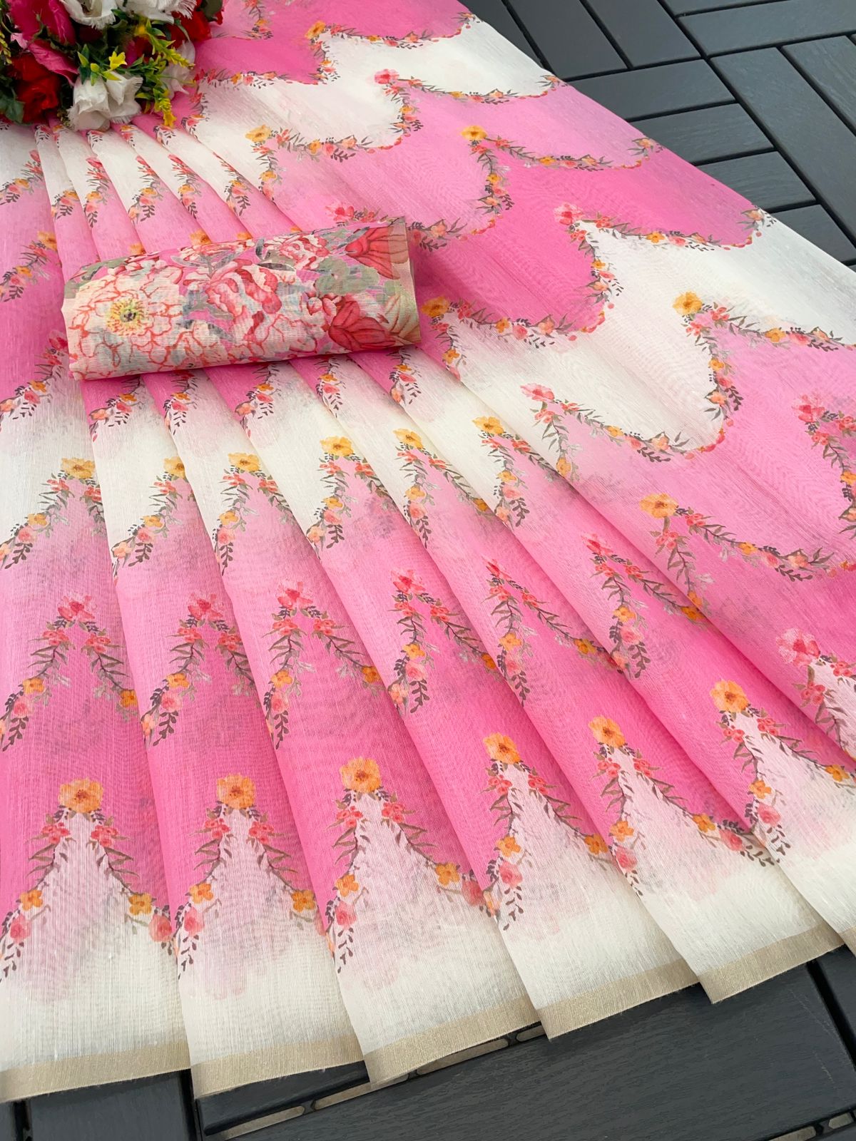 Gulabo Soft Cotton Chanderi Saree with Fancy Blouse (10 Colours Available).