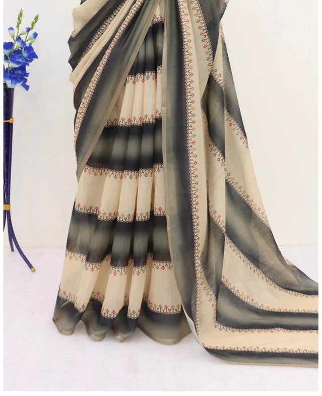 Soft Cotton Chanderi  Saree with Fancy Blouse (8 Colours Available).