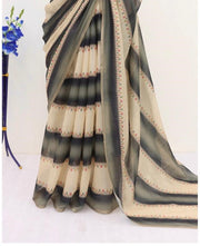 Soft Cotton Chanderi Black Saree with Fancy Blouse 1