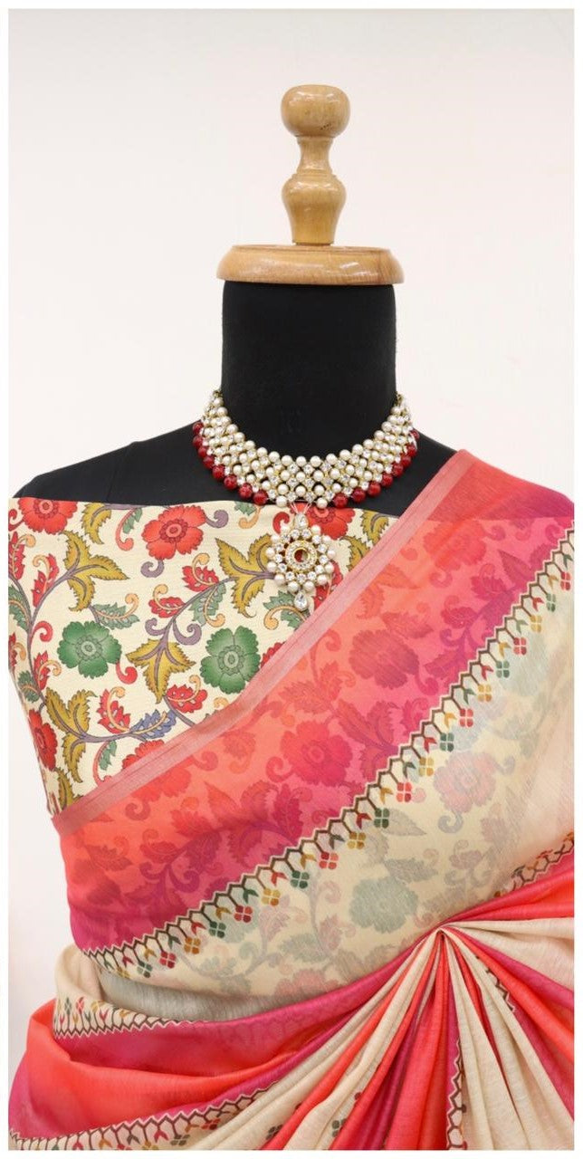 Soft Cotton Chanderi  Saree with Fancy Blouse (8 Colours Available).