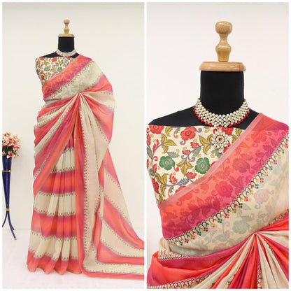 Soft Cotton Chanderi  Saree with Fancy Blouse (8 Colours Available).