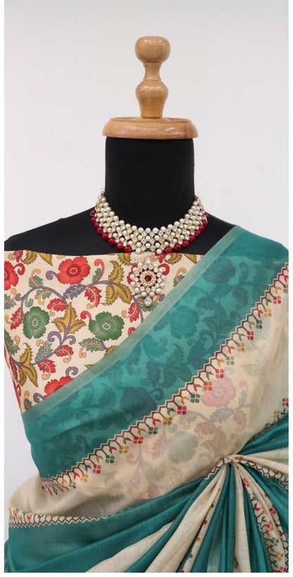 Soft Cotton Chanderi  Saree with Fancy Blouse (8 Colours Available).