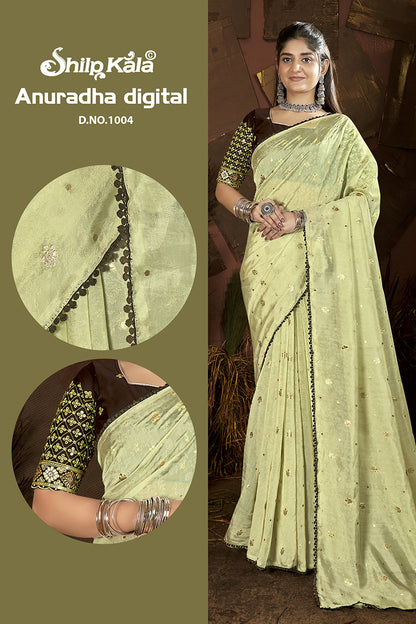 Anuradha Multicolor Nylon Saree with Fancy Lace
