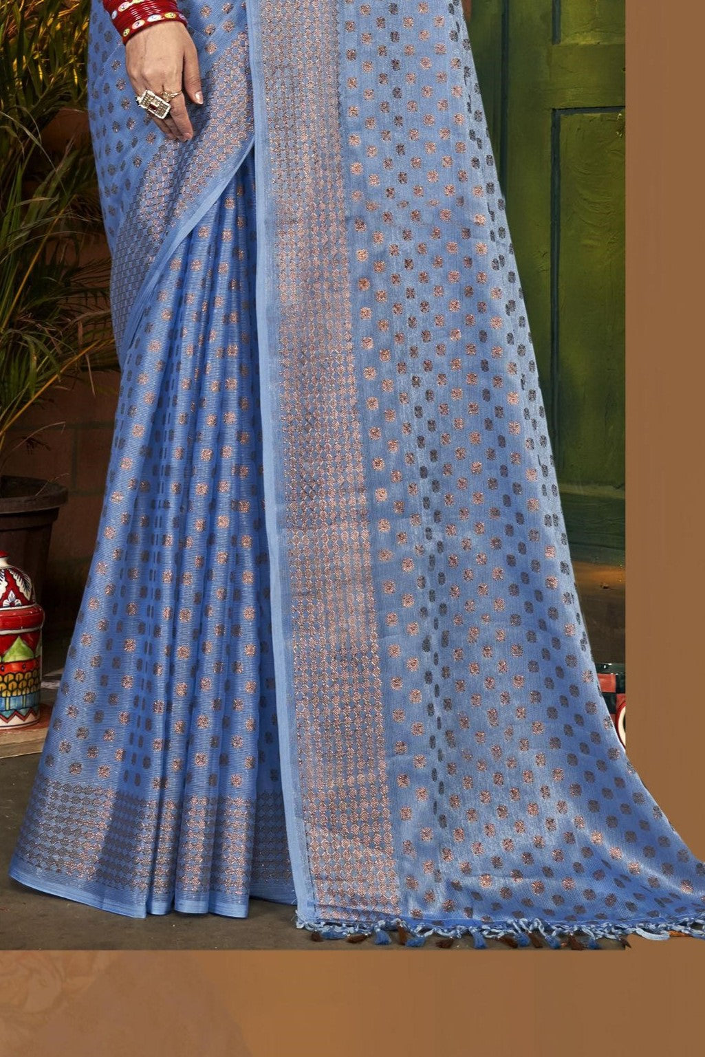 Navjivan Multicolor Fancy Satin Chiffon Saree (8 Colours Available).