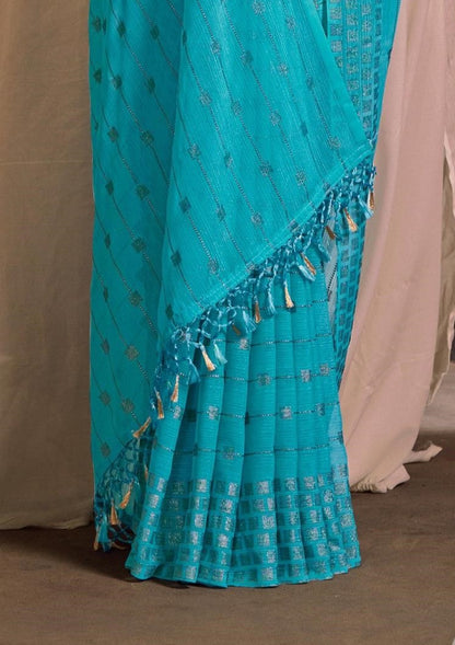 Swikar Multicolor Saree with Silver Foil Printing and Fancy Fabric (7 Colours Available).